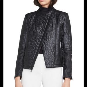 Faux leather jacket textured croc embossed